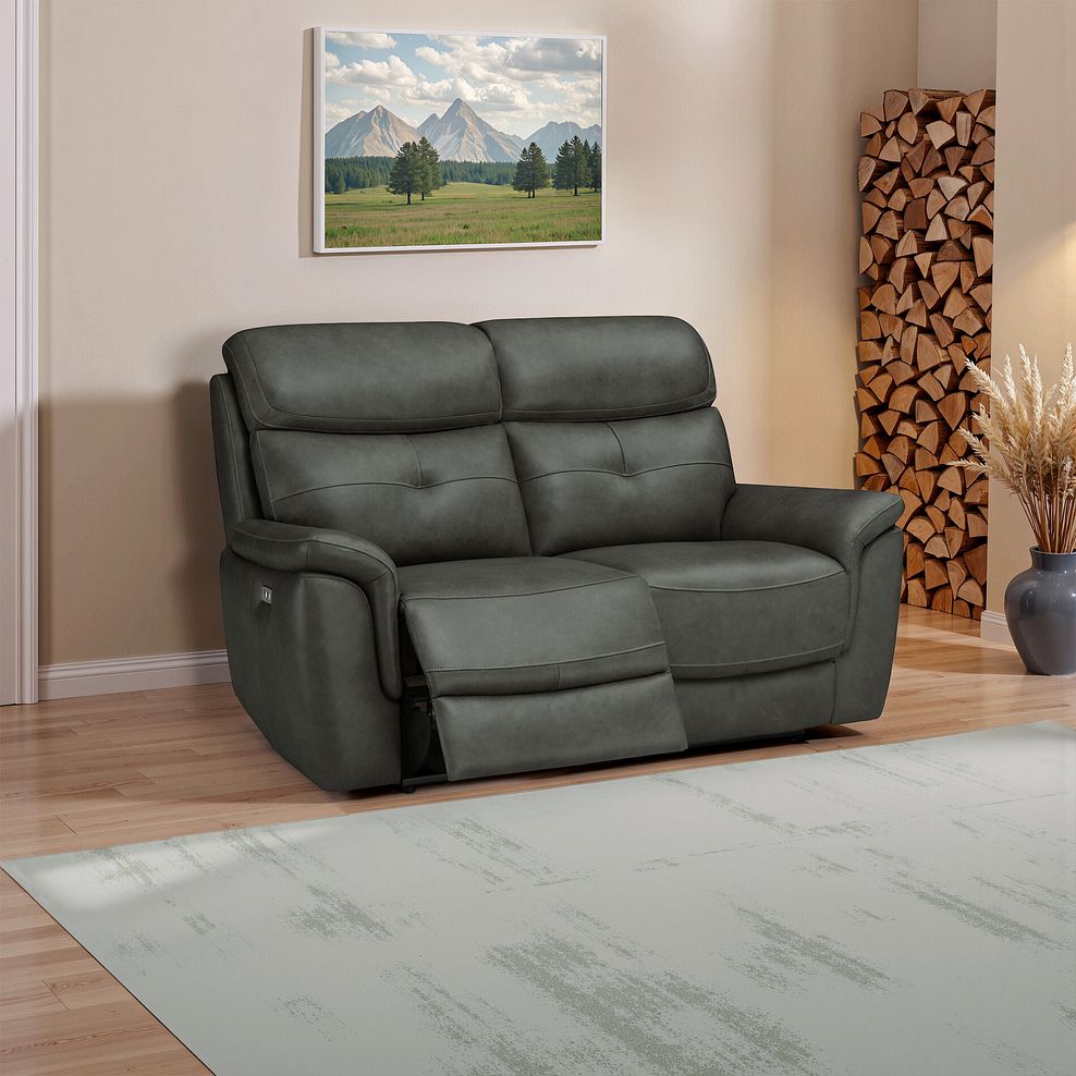 Iver 2 Seater Electric Recliner Sofa in Virgo Lead Leather 1