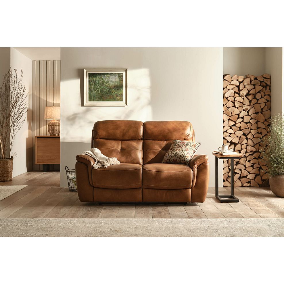 Iver 2 Seater Electric Recliner Sofa with Power Headrest in Virgo Cognac Leather 3