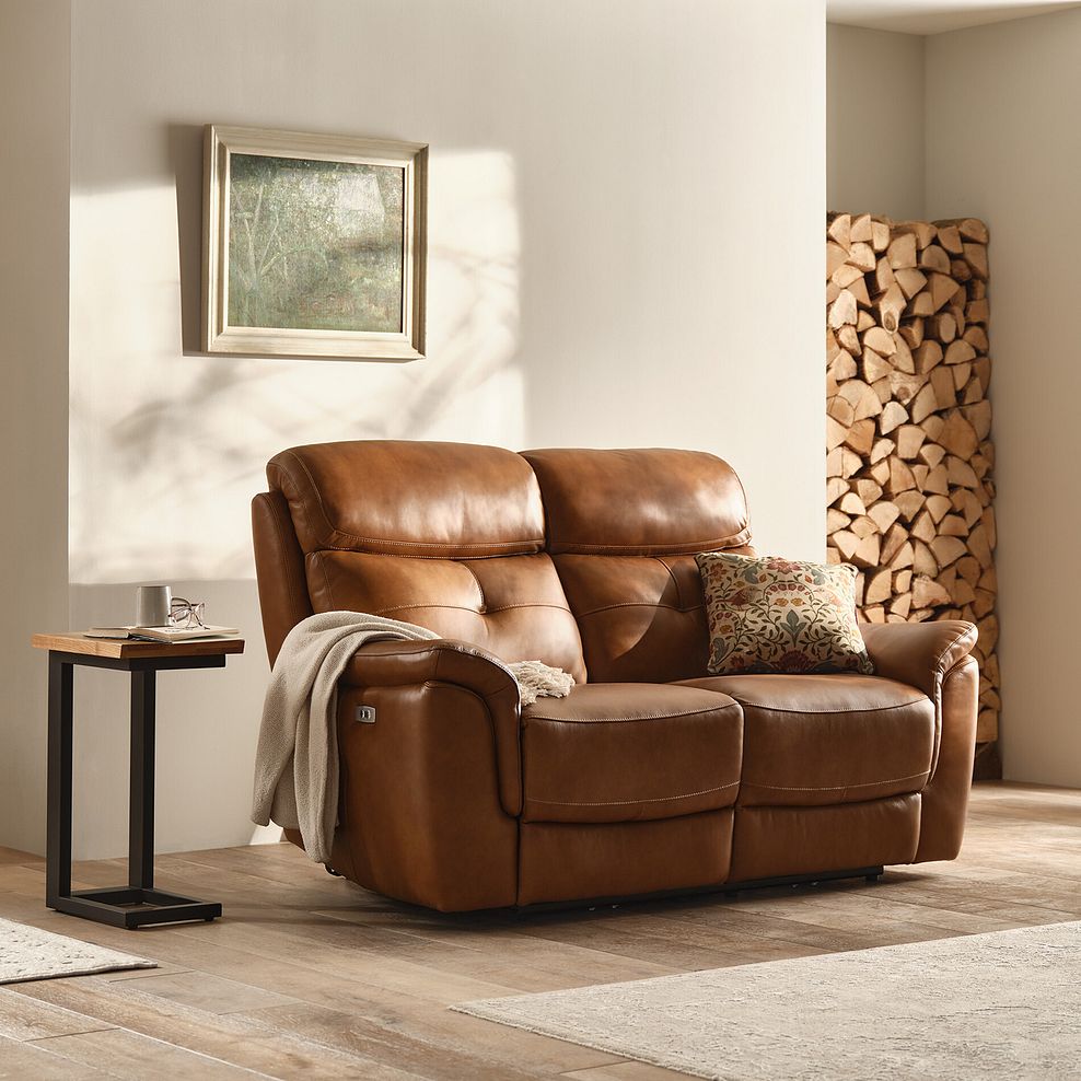 Iver 2 Seater Electric Recliner Sofa with Power Headrest in Virgo Cognac Leather 4