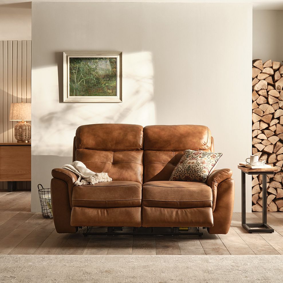 Iver 2 Seater Electric Recliner Sofa with Power Headrest in Virgo Cognac Leather 5