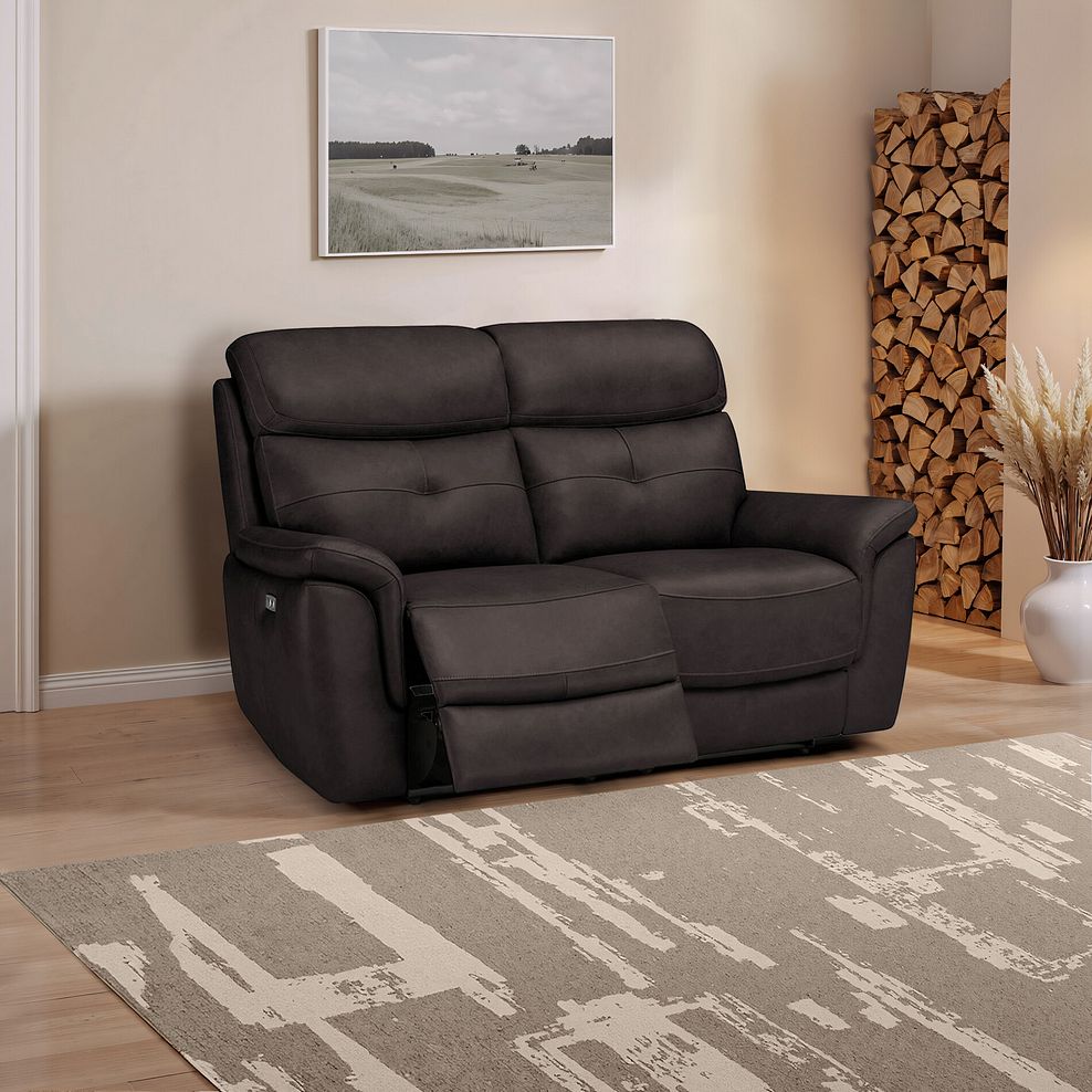 Iver 2 Seater Electric Recliner Sofa with Power Headrests in Amara Brown Leather 1