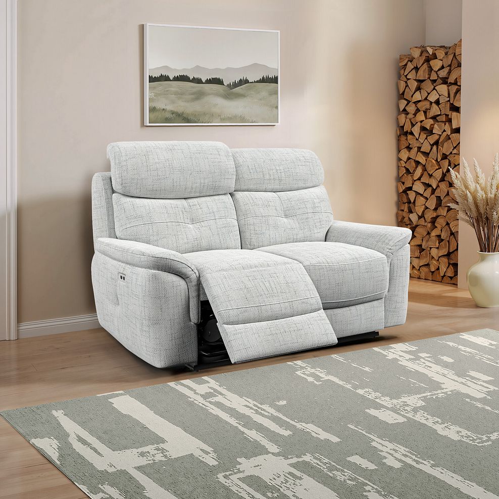 Iver 2 Seater Electric Recliner Sofa with Power Headrests in Keswick Dove Grey Fabric 1