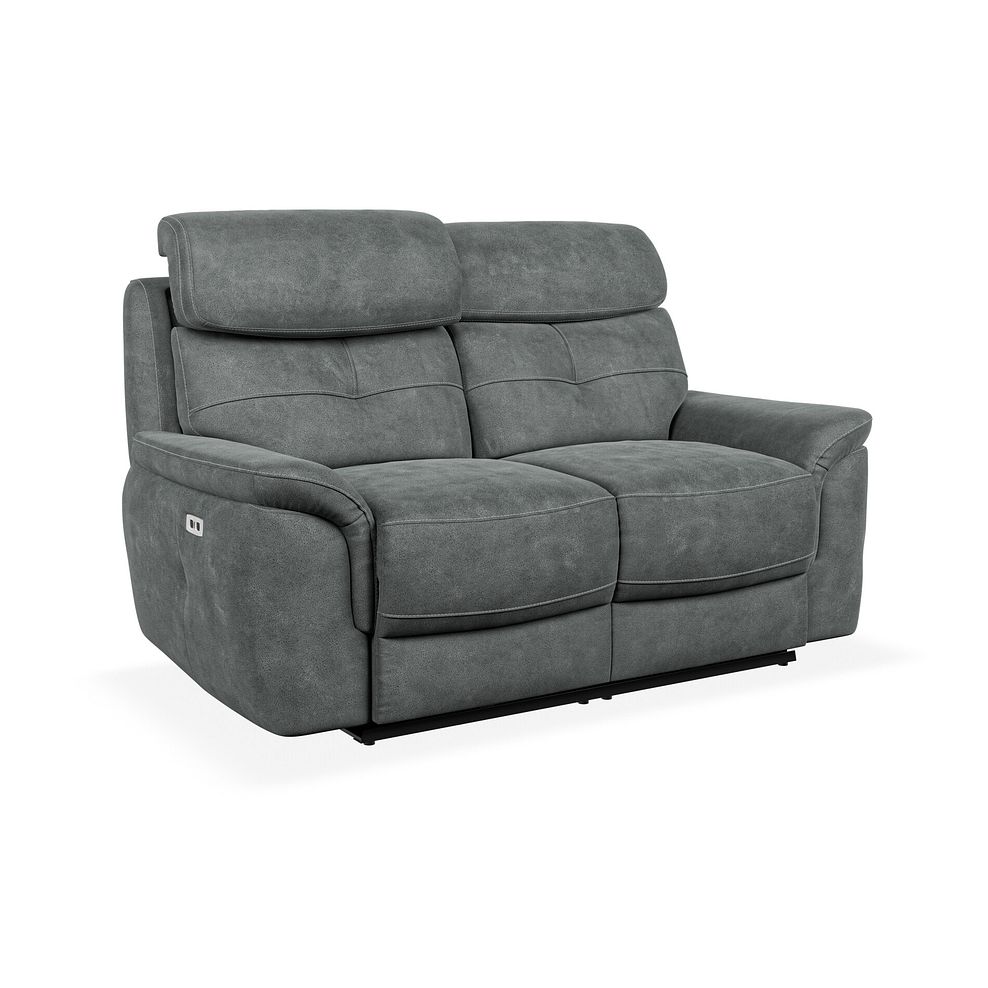 Iver 2 Seater Electric Recliner Sofa with Power Headrests in Miller Grey Fabric 1