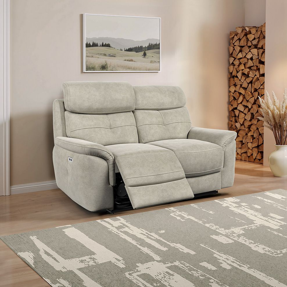 Iver 2 Seater Electric Recliner Sofa with Power Headrests in Miller Taupe Fabric 1