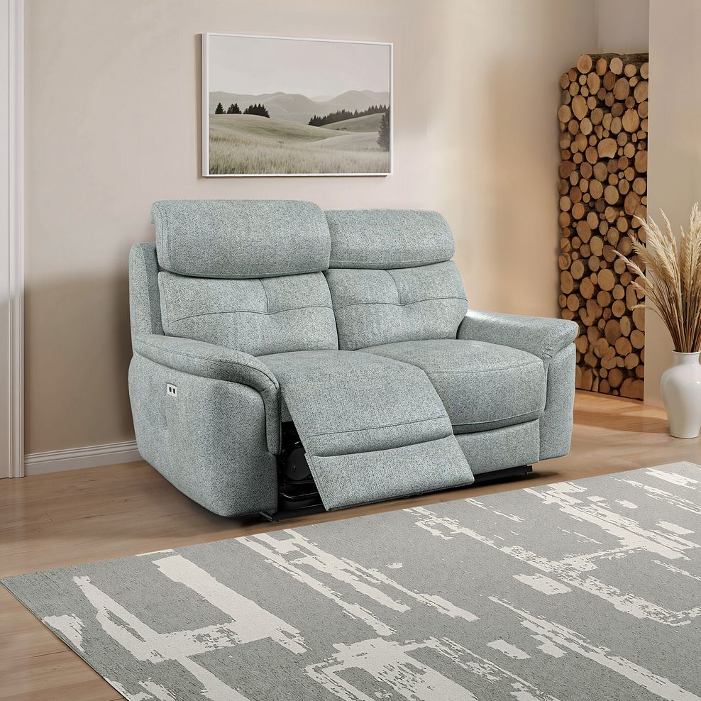Iver 2 Seater Electric Recliner Sofa with Power Headrests in Santos Steel Fabric 1