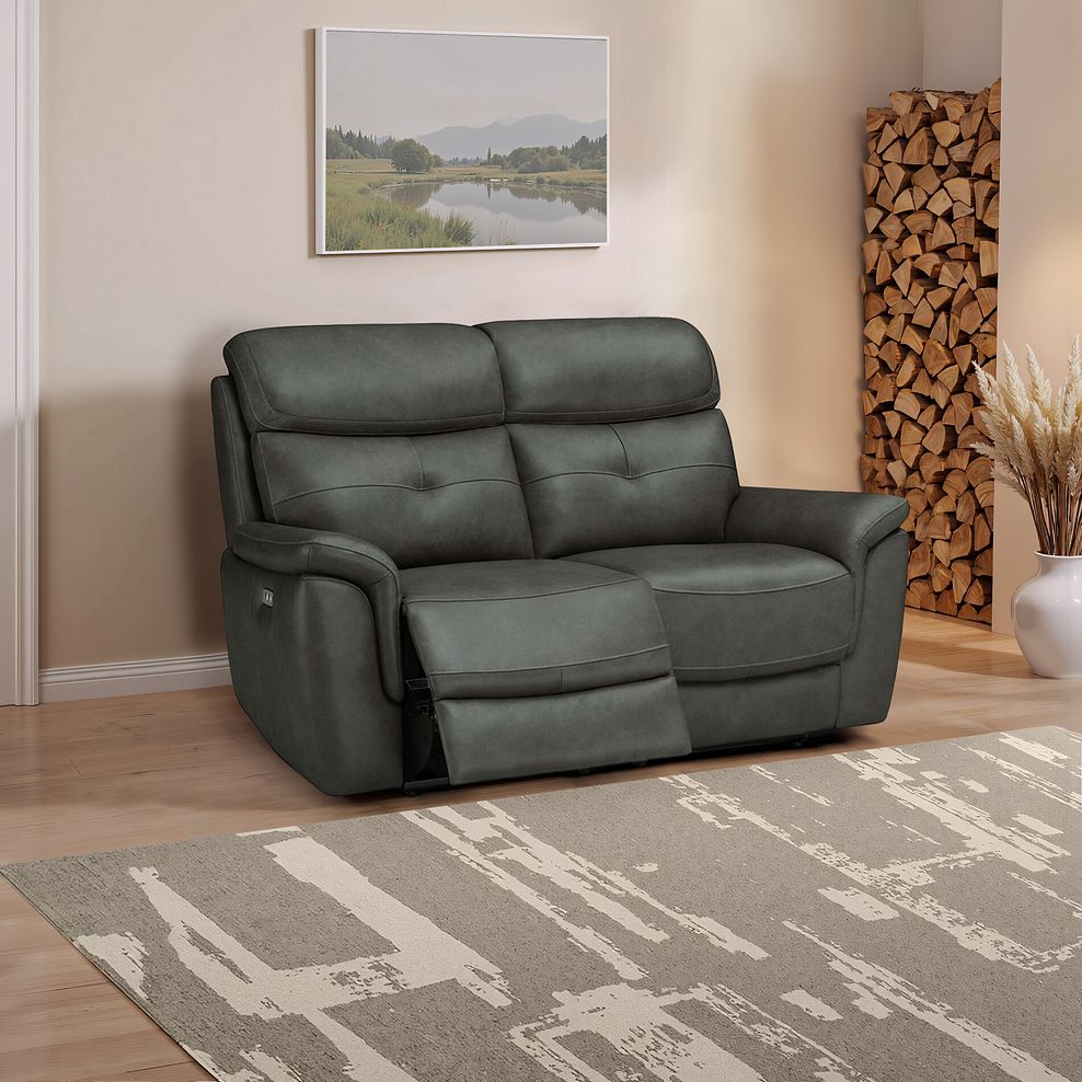 Iver 2 Seater Electric Recliner Sofa with Power Headrests in Virgo Lead Leather 1