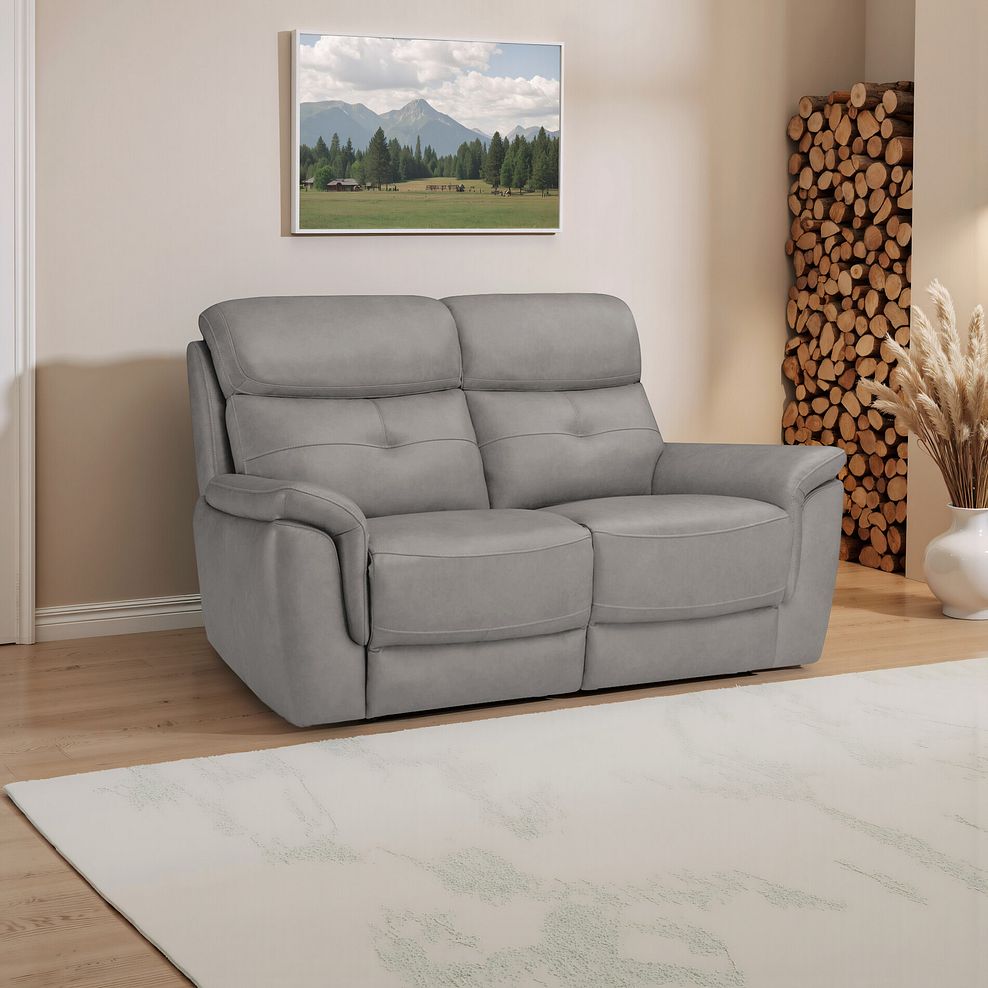 Iver 2 Seater Sofa in Amara Light Grey Leather 1