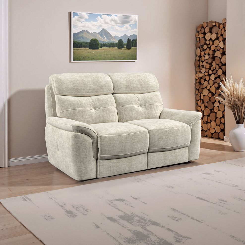Iver 2 Seater Sofa in Plush Beige Fabric 1