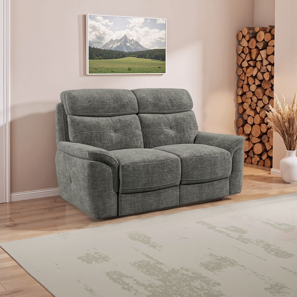 Iver 2 Seater Sofa in Plush Charcoal Fabric 1