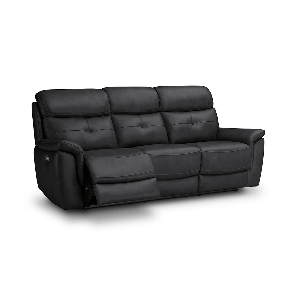 Iver 3 Seater Electric Recliner Sofa in Amara Black Leather 2