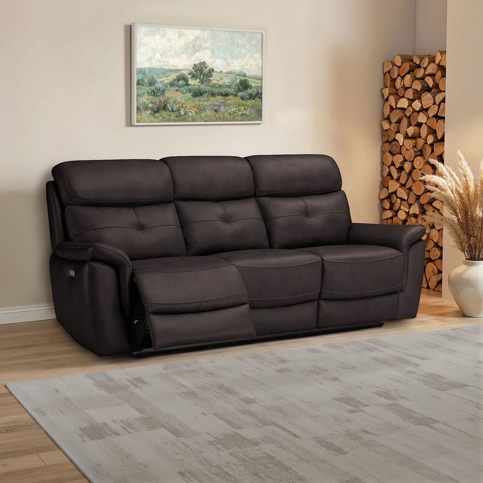 Iver 3 Seater Electric Recliner Sofa in Amara Brown Leather 1