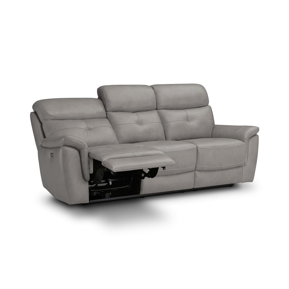 Iver 3 Seater Electric Recliner Sofa in Amara Light Grey Leather 3