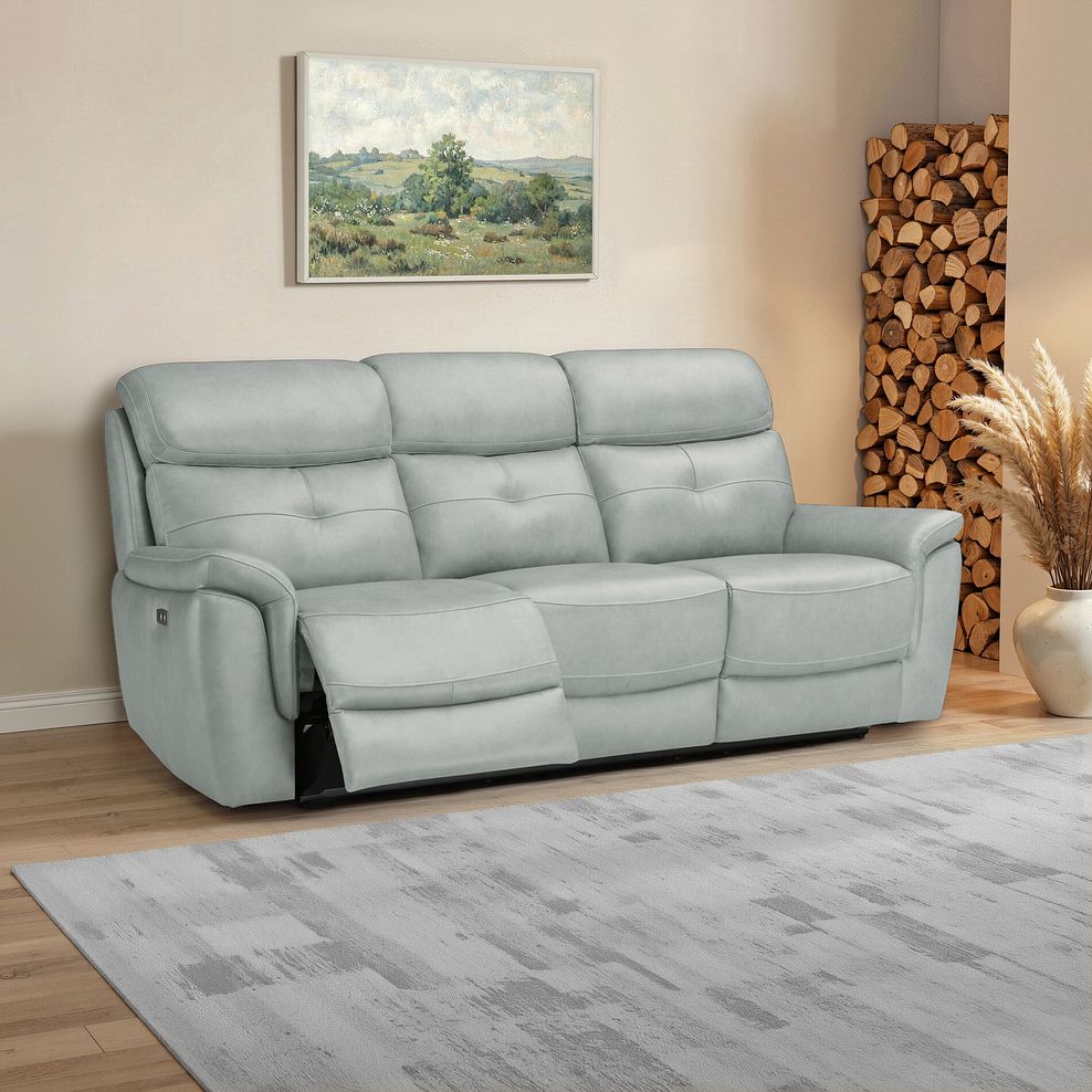 Iver 3 Seater Electric Recliner Sofa in Amara Light Grey Leather 1