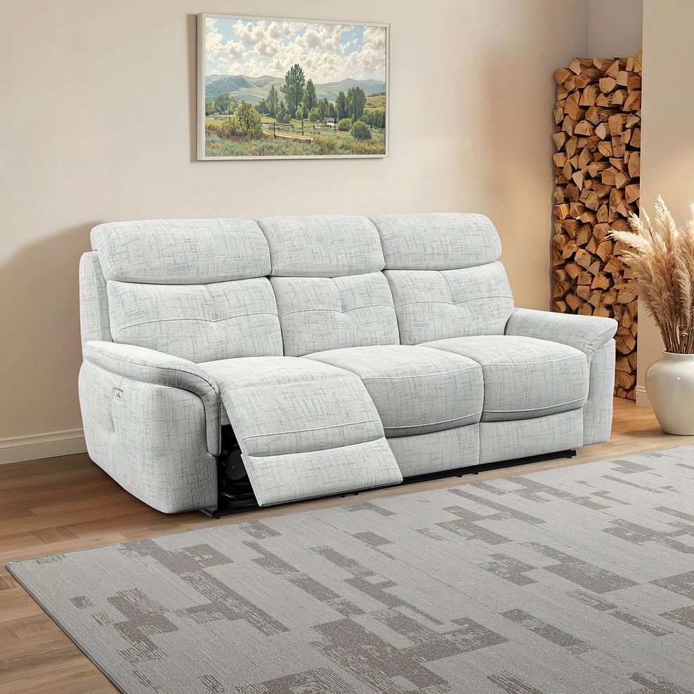 Iver 3 Seater Electric Recliner Sofa in Keswick Dove Grey Fabric 1