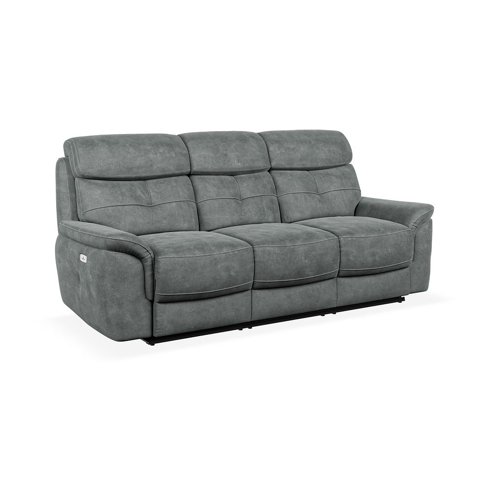 Iver 3 Seater Electric Recliner Sofa in Miller Grey Fabric 1