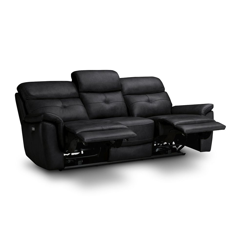 Iver 3 Seater Electric Recliner Sofa in Odyssey Black Leather 4