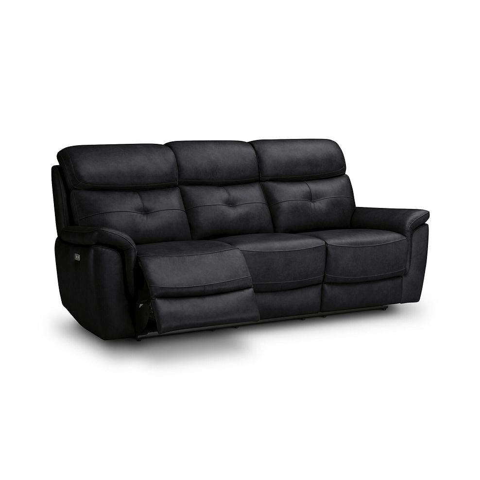 Iver 3 Seater Electric Recliner Sofa in Odyssey Black Leather 3