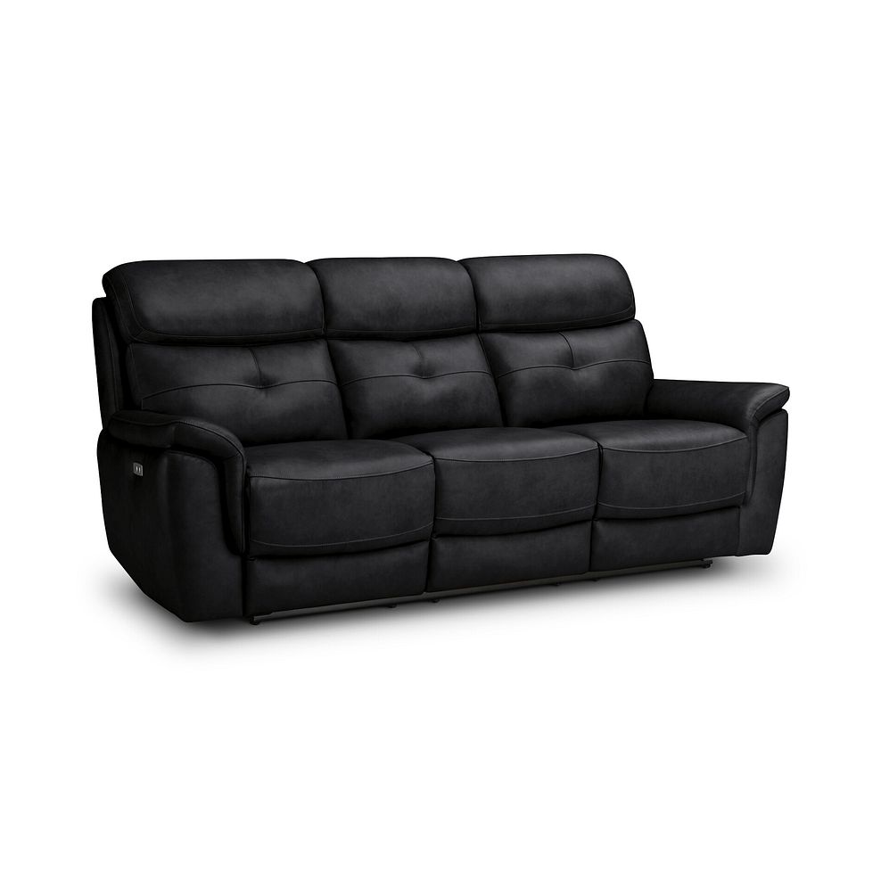 Iver 3 Seater Electric Recliner Sofa in Odyssey Black Leather 1