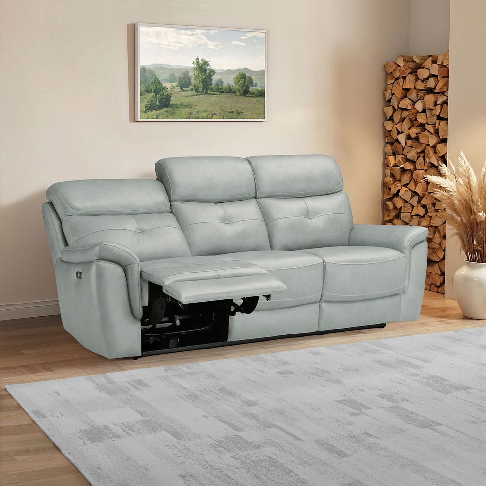 Iver 3 Seater Electric Recliner Sofa in Odyssey Light Grey Leather 1