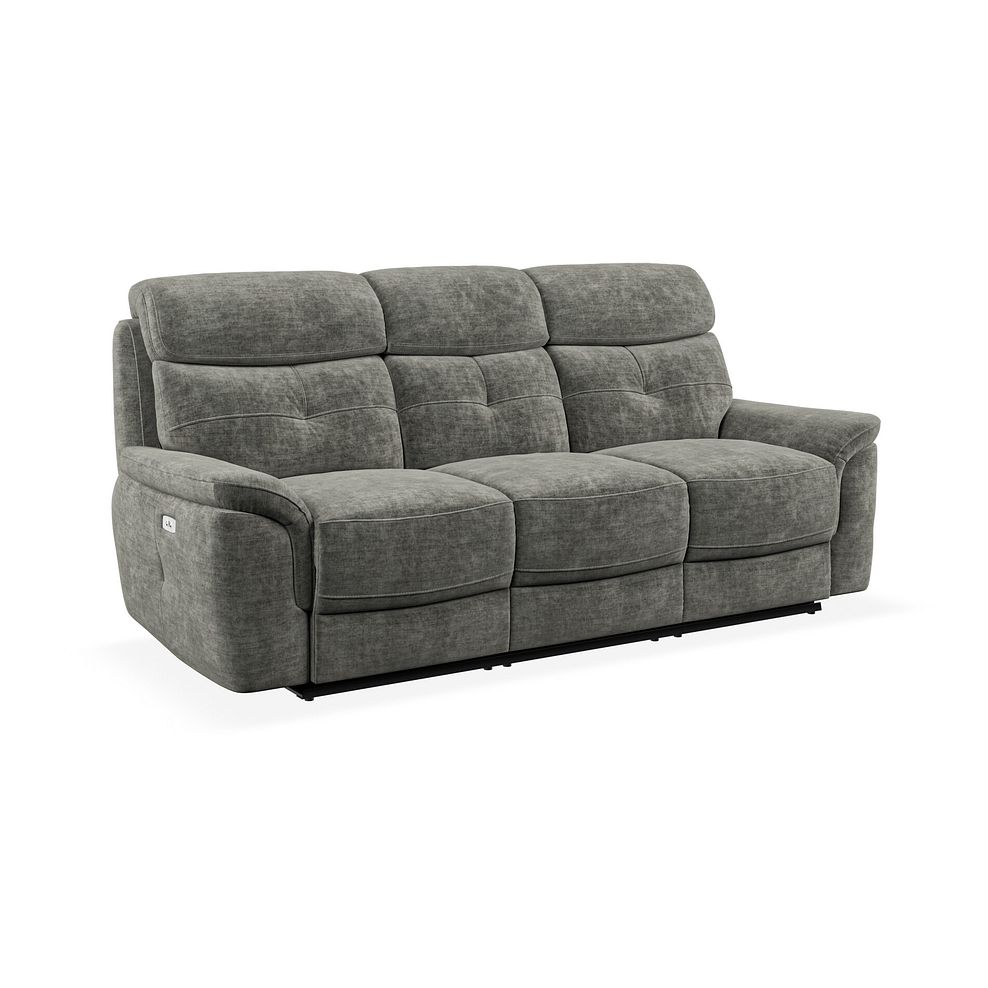 Iver 3 Seater Electric Recliner Sofa in Plush Charcoal Fabric 1