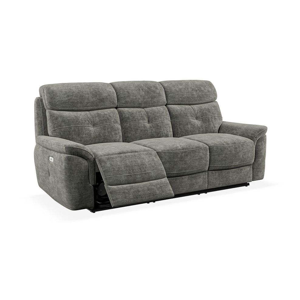 Iver 3 Seater Electric Recliner Sofa in Plush Charcoal Fabric 2