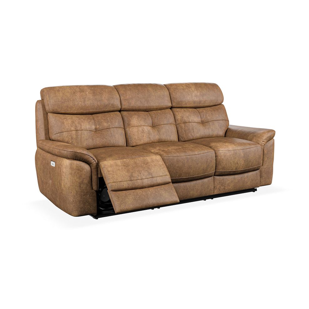Iver 3 Seater Electric Recliner Sofa in Ranch Brown Fabric 2