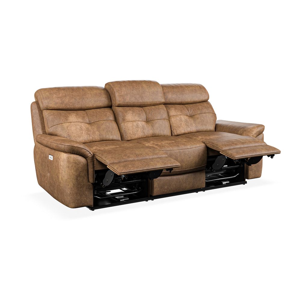 Iver 3 Seater Electric Recliner Sofa in Ranch Brown Fabric 4