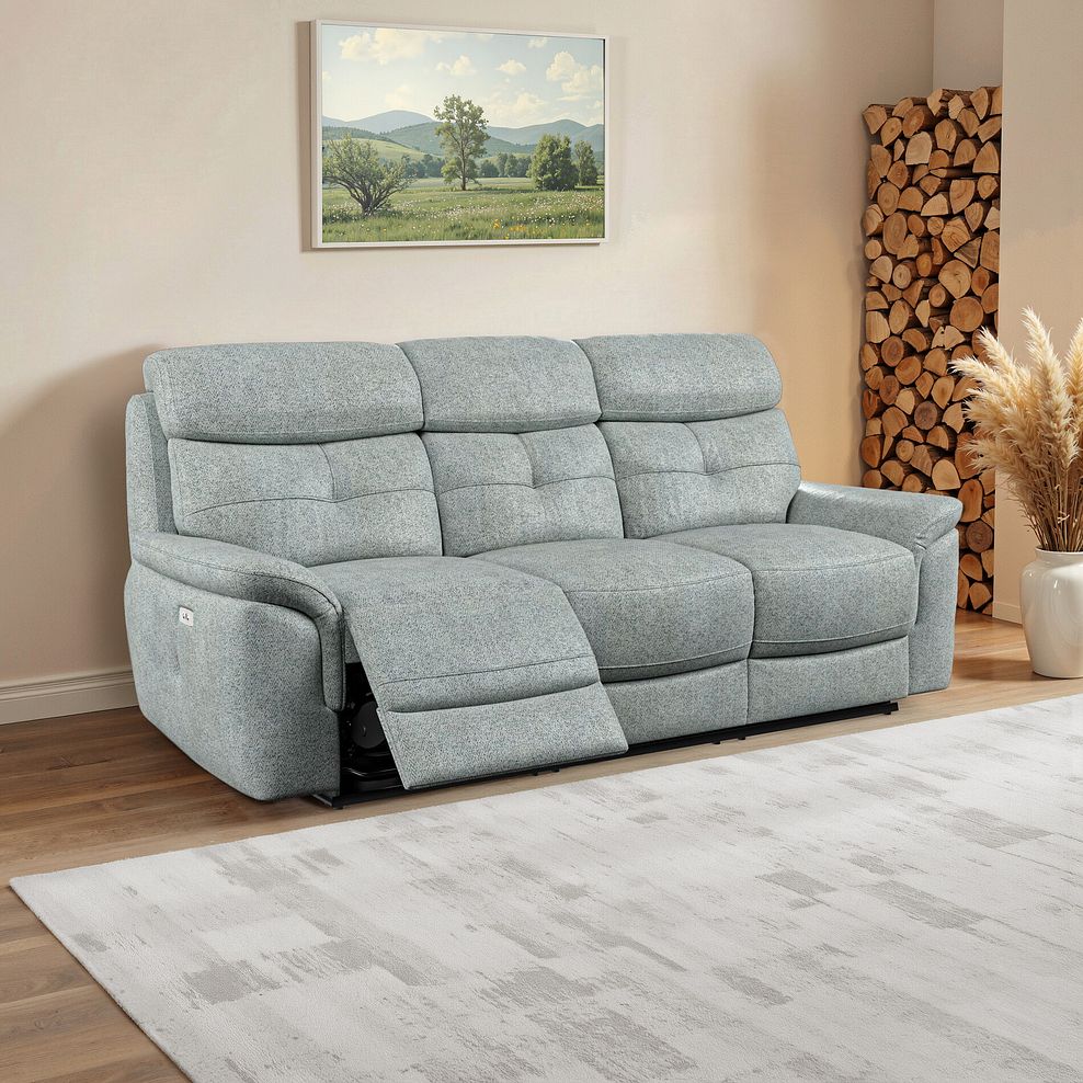 Iver 3 Seater Electric Recliner Sofa in Santos Steel Fabric 1
