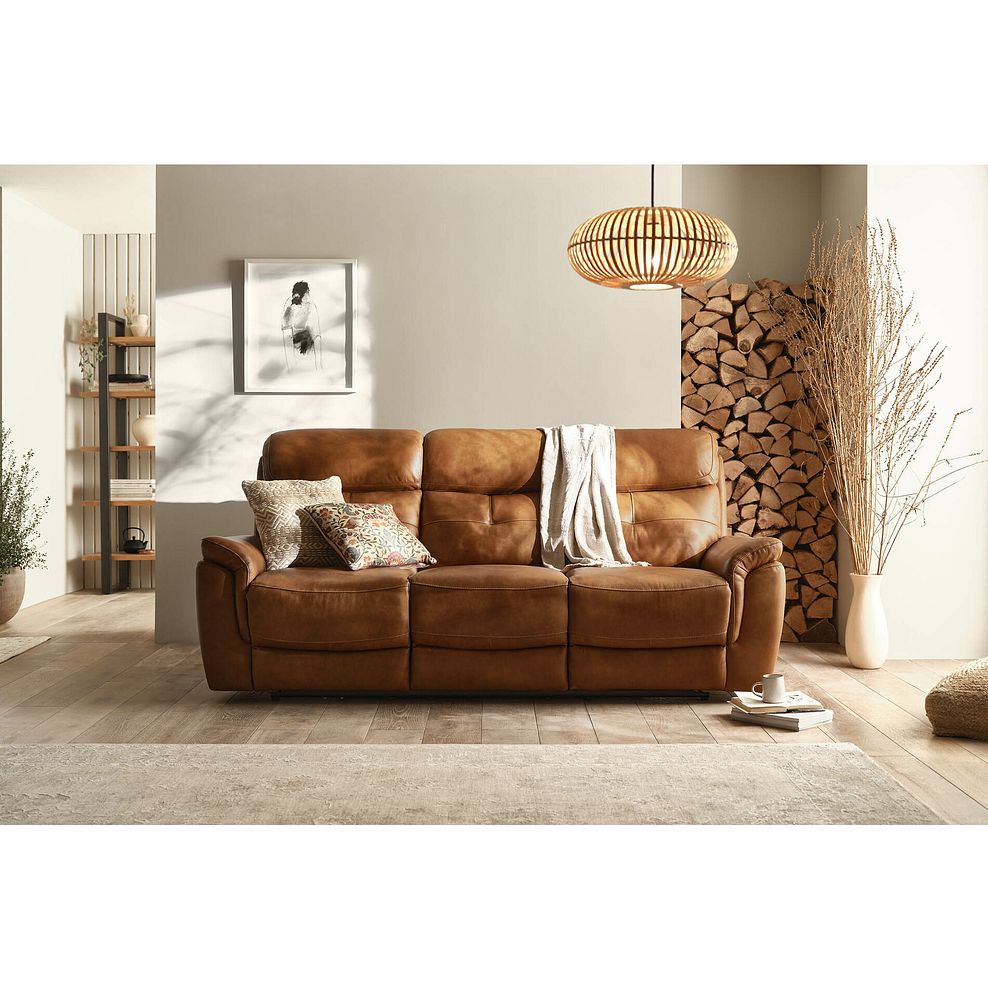Iver 3 Seater Electric Recliner Sofa in Virgo Cognac Leather 3