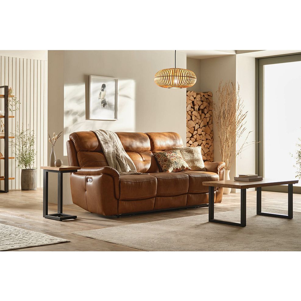 Iver 3 Seater Electric Recliner Sofa with Power Headrest in Virgo Cognac Leather 4