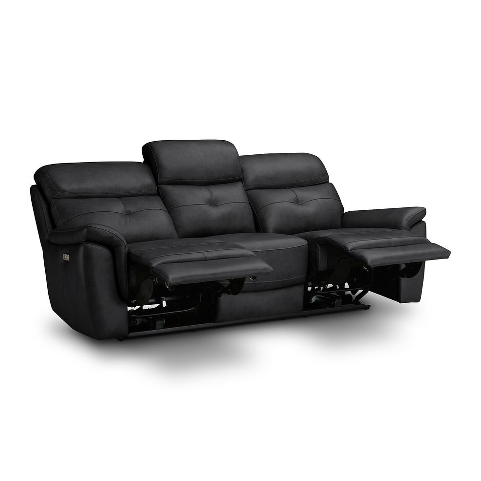Iver 3 Seater Electric Recliner Sofa with Power Headrests in Amara Black Leather 4
