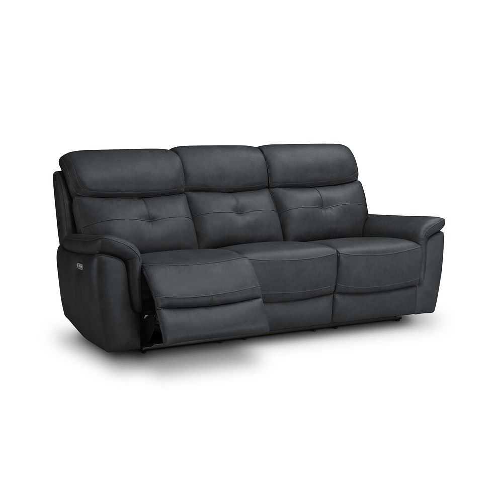 Iver 3 Seater Electric Recliner Sofa with Power Headrests in Amara Dark Grey Leather 2