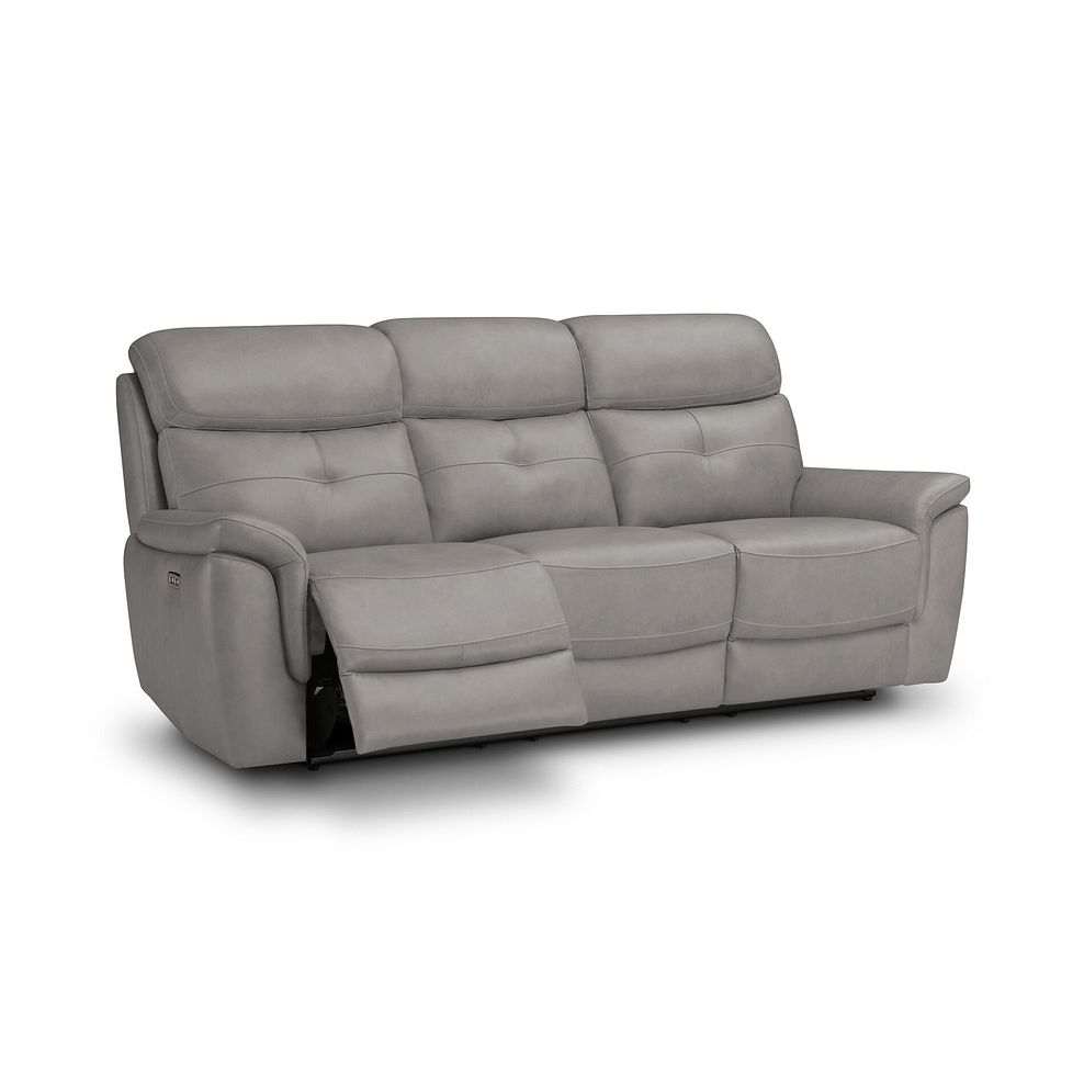Iver 3 Seater Electric Recliner Sofa with Power Headrests in Amara Light Grey Leather 2