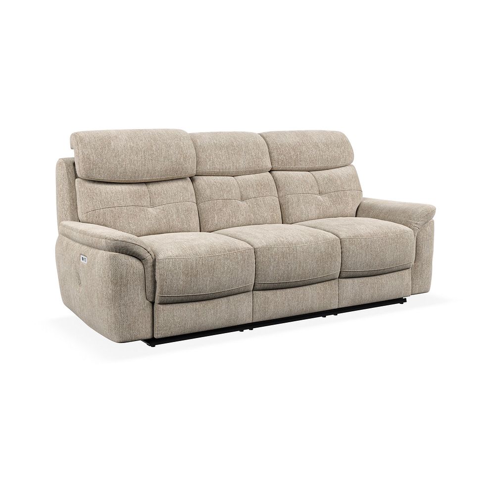 Iver 3 Seater Electric Recliner Sofa with Power Headrests in Jetta Beige Fabric 1