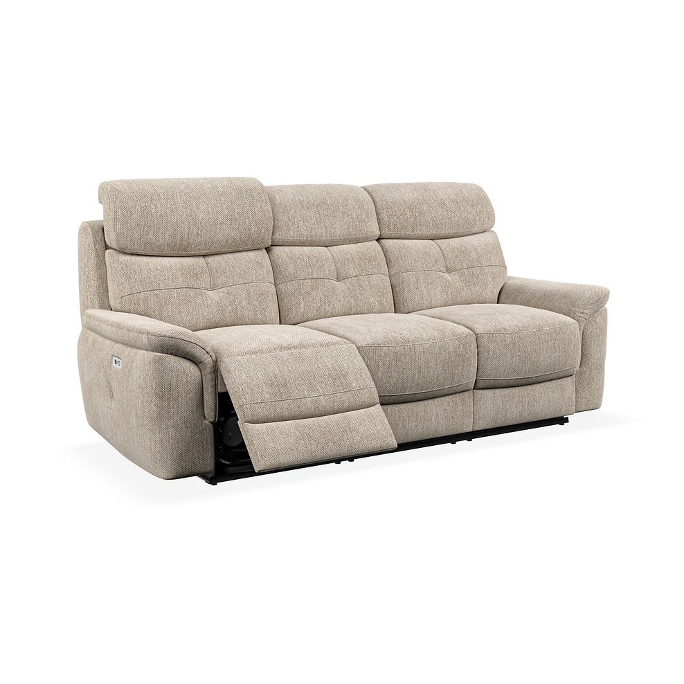 Iver 3 Seater Electric Recliner Sofa with Power Headrests in Jetta Beige Fabric 2