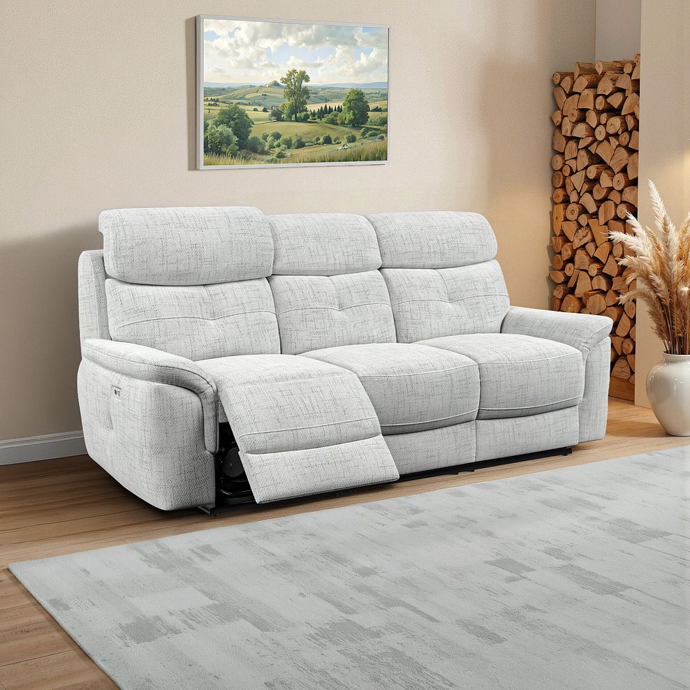 Iver 3 Seater Electric Recliner Sofa with Power Headrests in Keswick Dove Grey Fabric 1