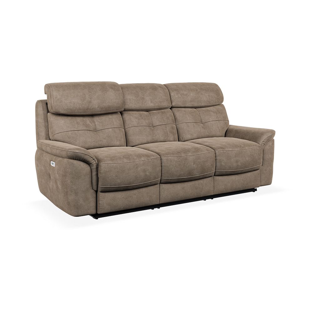 Iver 3 Seater Electric Recliner Sofa with Power Headrests in Miller Earth Brown Fabric 1