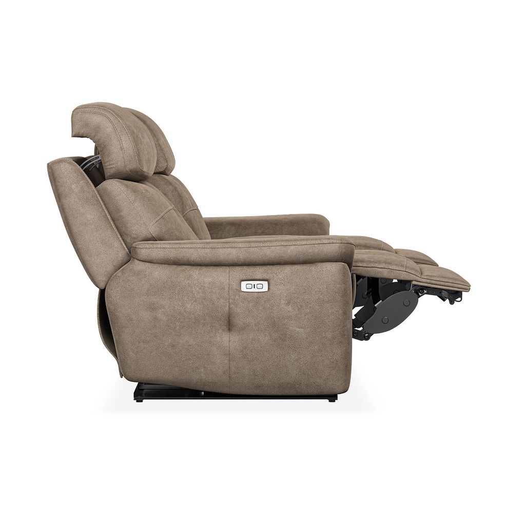 Iver 3 Seater Electric Recliner Sofa with Power Headrests in Miller Earth Brown Fabric 8
