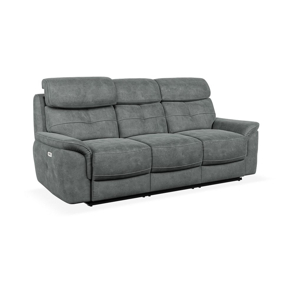 Iver 3 Seater Electric Recliner Sofa with Power Headrests in Miller Grey Fabric 1