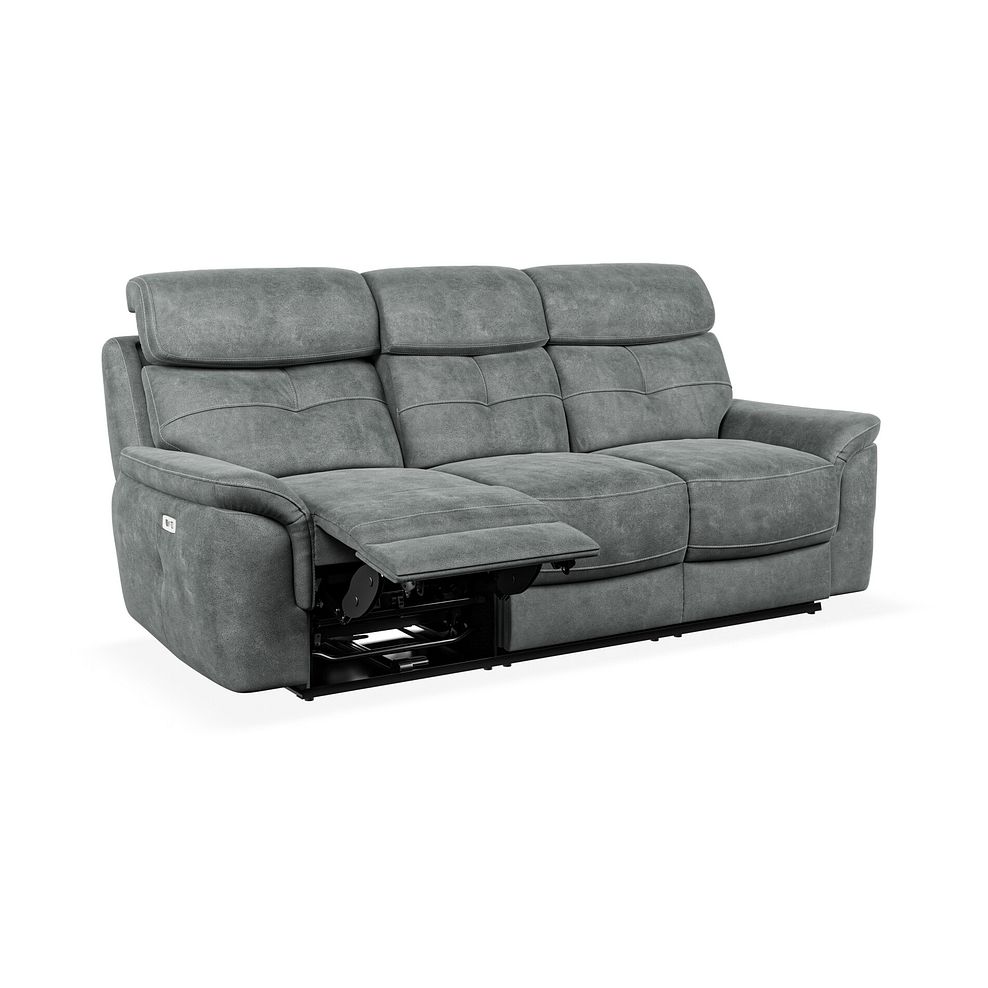 Iver 3 Seater Electric Recliner Sofa with Power Headrests in Miller Grey Fabric 3