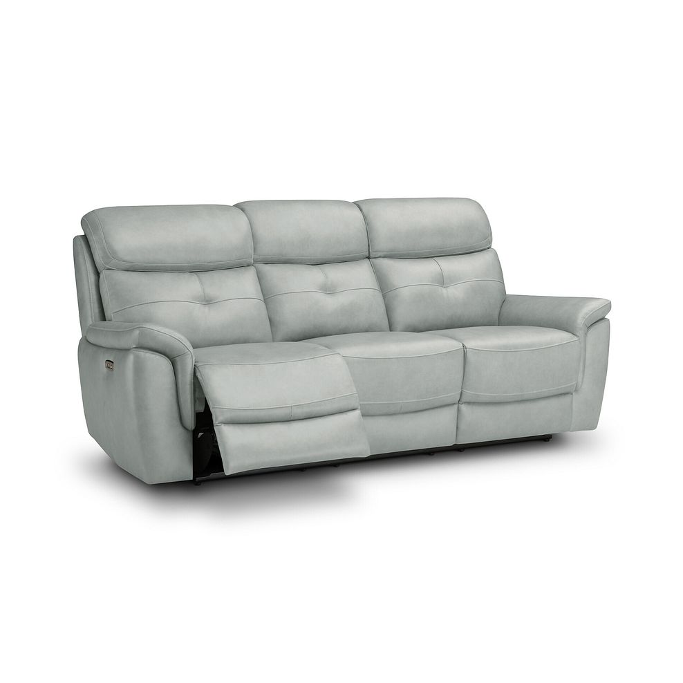 Iver 3 Seater Electric Recliner Sofa with Power Headrests in Odyssey Light Grey Leather 2