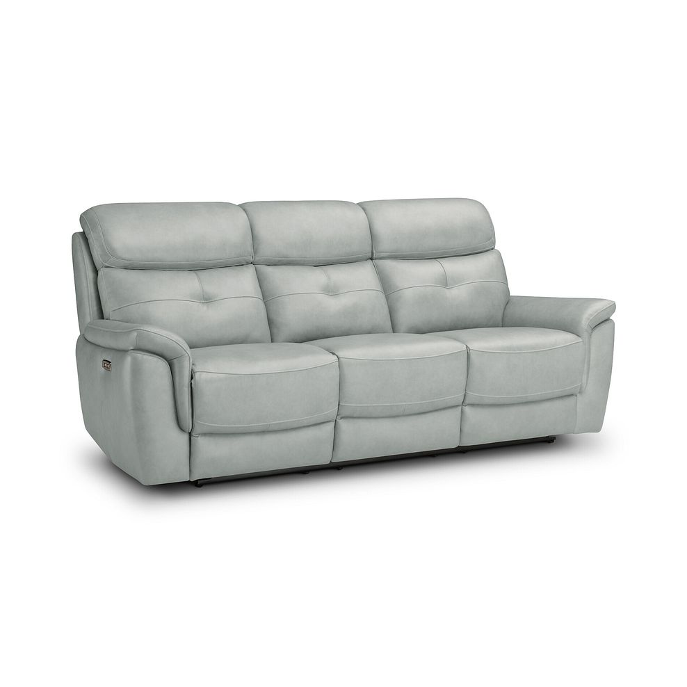 Iver 3 Seater Electric Recliner Sofa with Power Headrests in Odyssey Light Grey Leather 1