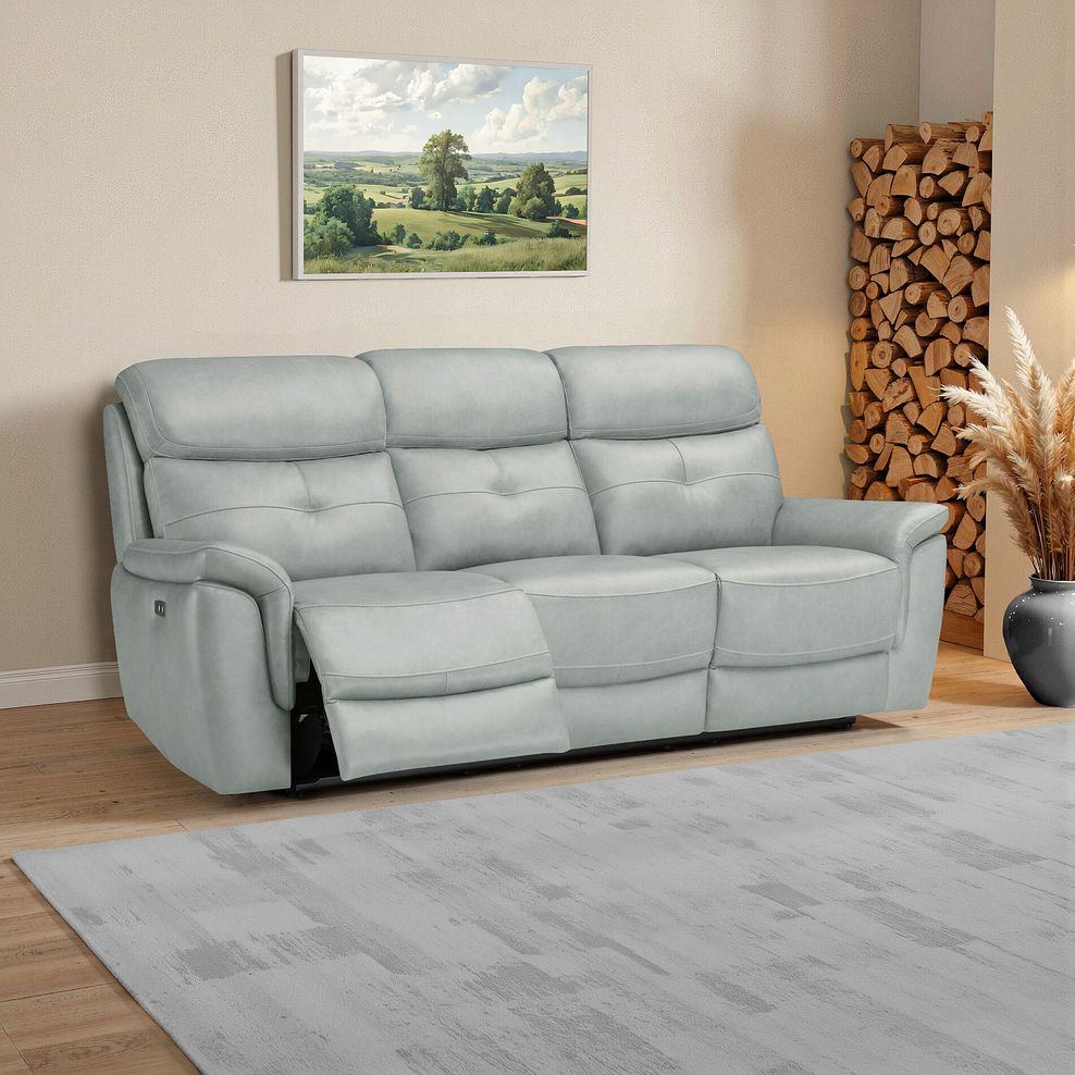 Iver 3 Seater Electric Recliner Sofa with Power Headrests in Odyssey Light Grey Leather 1