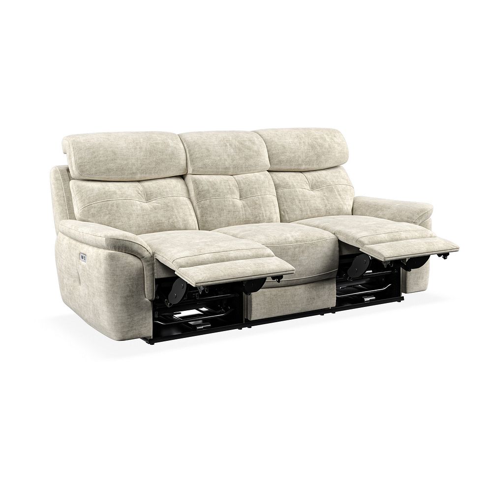 Iver 3 Seater Electric Recliner Sofa with Power Headrests in Plush Beige Fabric 4