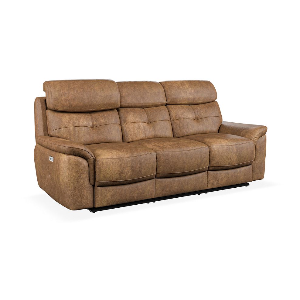 Iver 3 Seater Electric Recliner Sofa with Power Headrests in Ranch Brown Fabric 1