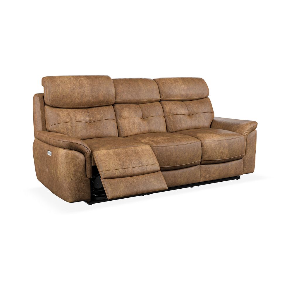Iver 3 Seater Electric Recliner Sofa with Power Headrests in Ranch Brown Fabric 2