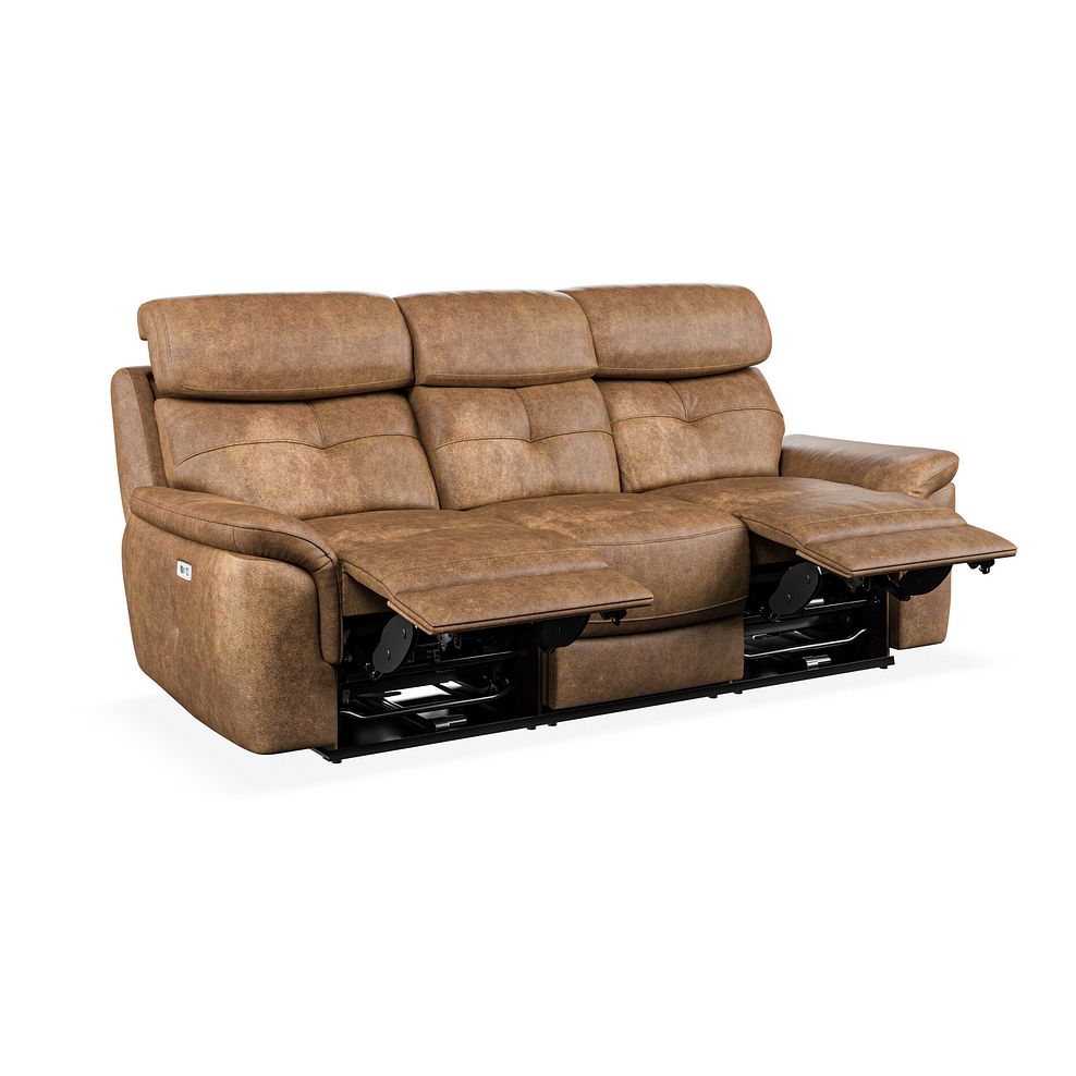 Iver 3 Seater Electric Recliner Sofa with Power Headrests in Ranch Brown Fabric 4