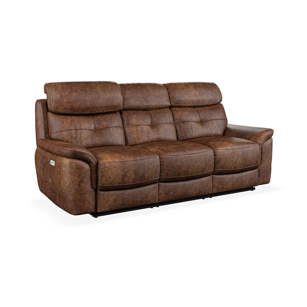 Iver 3 Seater Electric Recliner Sofa with Power Headrests in Ranch Dark Brown Fabric 1