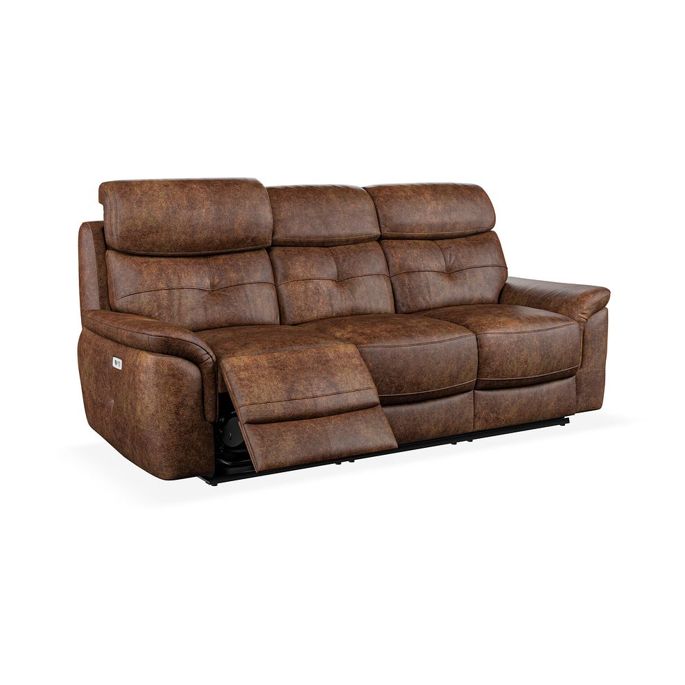 Iver 3 Seater Electric Recliner Sofa with Power Headrests in Ranch Dark Brown Fabric 2