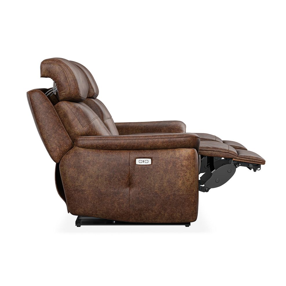 Iver 3 Seater Electric Recliner Sofa with Power Headrests in Ranch Dark Brown Fabric 8